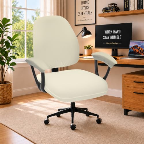 Image of DIVA EN CAMINO DEC Split Office Chair Seat Covers - Universal Stretch Computer Chair Slipcover - Washable Rotating Backrest Coverings & Cushion Protectors & Armrest Covers for Dogs, Cats, Pets