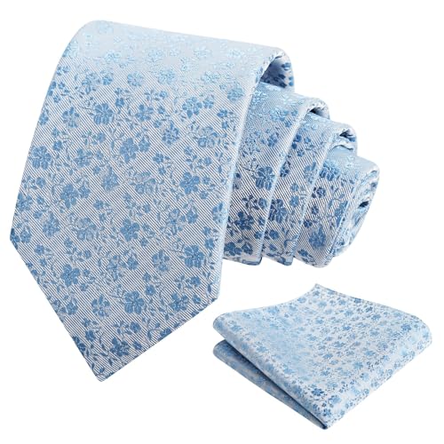 Image of Alizeal Mens 3.15inches Exquisite Floral Tie with Small Flower Printed Pocket Square