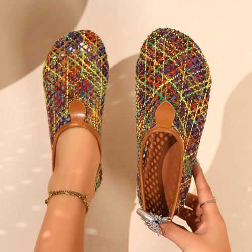Mesh Flats for Women Women's Ballet Flats Ultra Comfortable Fishnet Sandals Dressy Flat Slip On Shoes for Summer & Casual3