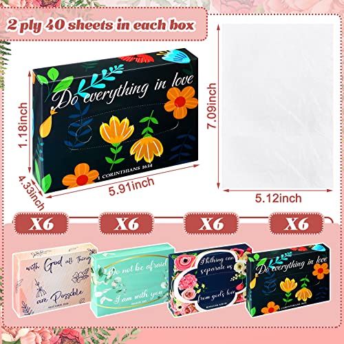 Image of Yinder 24 Packs 960 Sheets Tissue Cube Car Facial Boxes Disposable Facial Travel Tissues Holder Soft Watercolor Boxes 2 Ply 40 Sheets for Wedding Household Car Kitchen Bathroom(Religious)