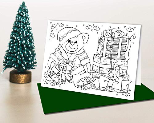 Art Eclect Coloring Christmas Cards For Adults, 10 Cards With 10 Unique Designs, 5 Red And 5 Green Envelopes Included (Christmas C2) #TOP7