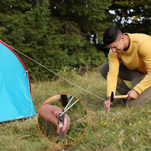 Image of Eurmax USA 8-Pack Secure Protection Galvanized Tent Stakes,Rust-Proof Steel Canopy Anchors for High Winds,Heavy Duty Commercial Ground Pegs for Camping,Pop Up Tent&Gazebo - Includes 4x10ft Ropes,Black