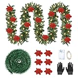 Minterest Christmas Garland,9ft Artificial Christmas Wreath with 200 Branch Tips + 18ft Soft Green...