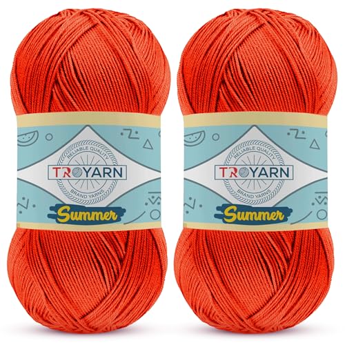 Image of Yarn for Crocheting & Knitting - 2 Skeins (2x383 Yds) (105037 - Orange) - 100% Microfiber Acrylic for Craft Projects