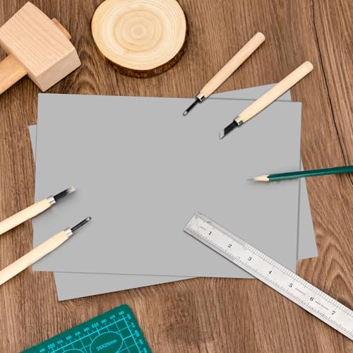 Yeaqee 8 Pcs Linoleum Block Rubber Carving Block Soft Linocut Blocks Large Linoleum Sheet Unmounted Lino Plates for Engraving Art Project Printmaking Artist Studio Supplies (4 x 6 Inch,Gray)