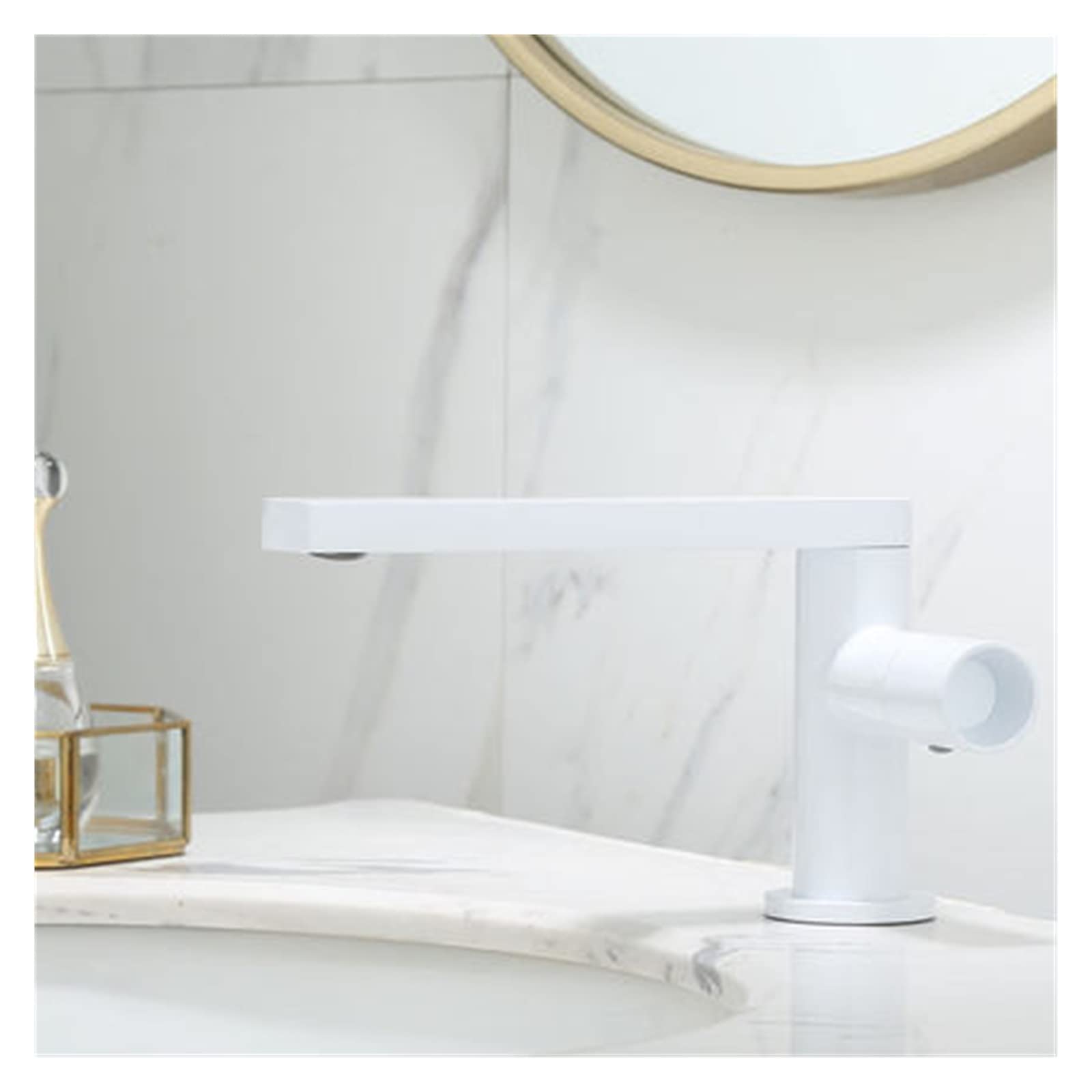 Mitigeur d'eau chaude et froide en laiton blanc et or pour lavabo