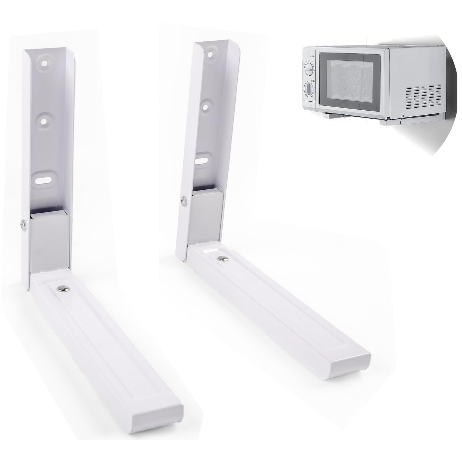 Tel Charme * 2 soportes para microondas de pared de acero inoxidable, universal, con brazos extensibles, plegables y retráctiles, para microondas y horno (blanco)