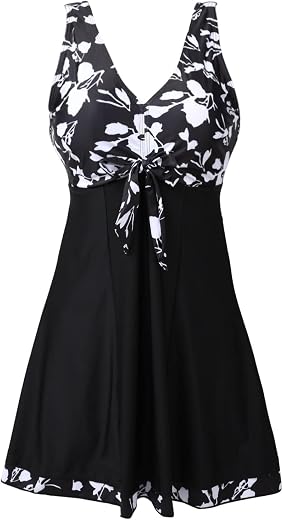 MiYang Women's One Piece High Waist Printing Swim Dress Padded Swimwear