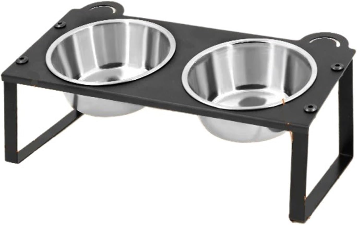 Cat Food Water Bowls 2 Stainless Steel with Metal Stand 15° Tilted