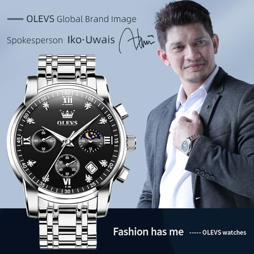 Image of OLEVS Men's Analog Watch Multi Color Business Stainless Steel Waterproof Luminous Quartz Watch Luxury Leisure Date Simulation Original Bowl Watch (In-2858- Multicolor White ?)