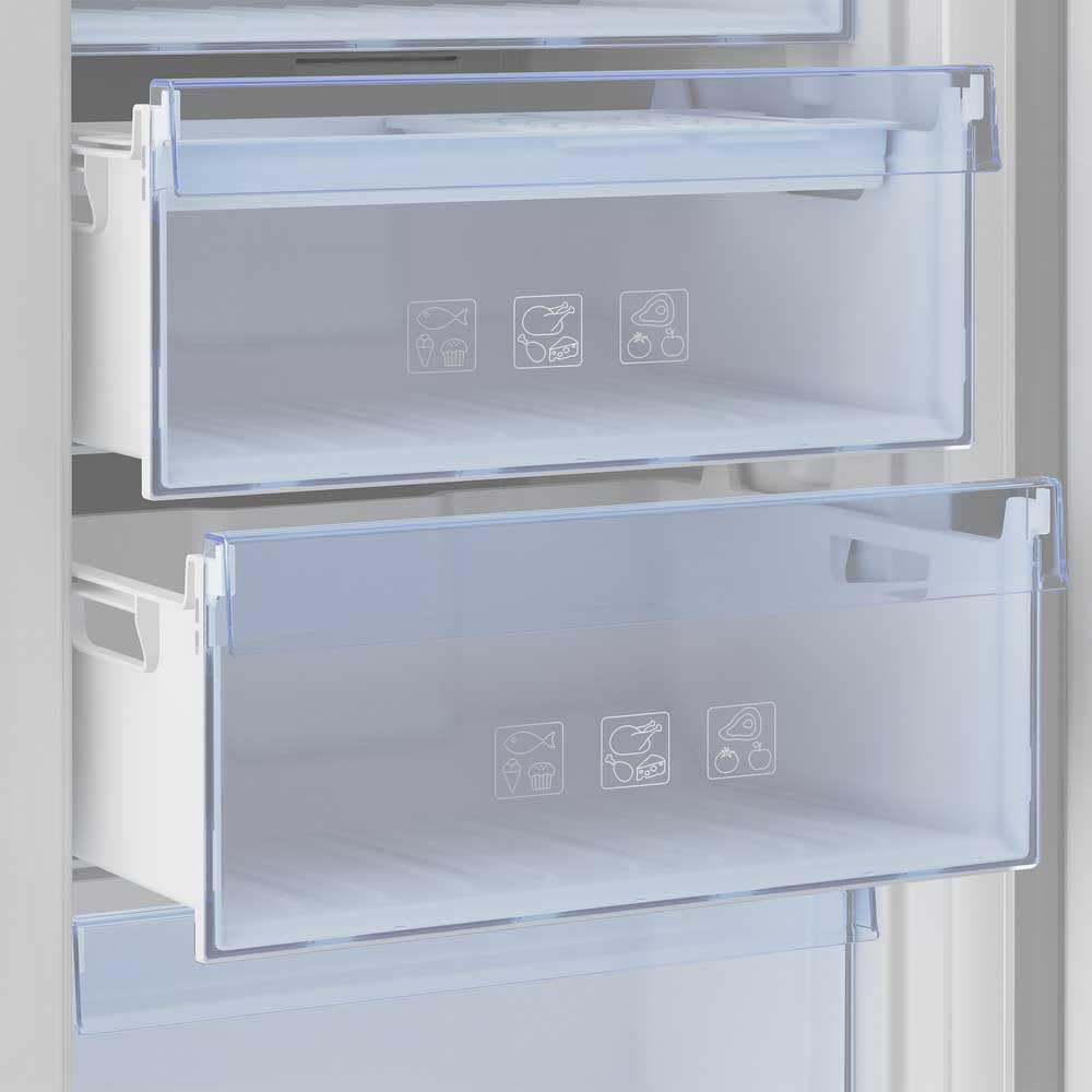 Beko RFNE290L41WN - Congelador Vertical, No Frost, Clase Energetica E, Mecánico, 5 cajones + 2 tapas, Color Blanco