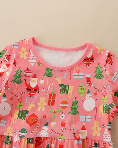 Image of Hongshilian Little Girls Cotton Casual Dress Cartoon Print T-Shirt Short Sleeve Skirt Dresses