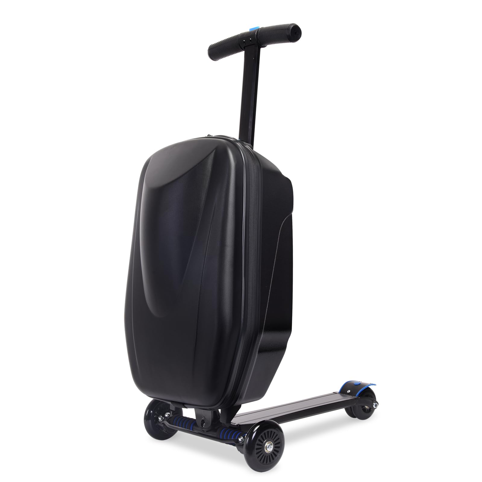Maleta para patinete infantil 2 en 1 de viaje, maleta de mano plegable con 3 ruedas, color negro