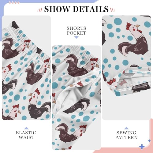 ZZXXB Rooster and Polka Dot Boys Long Pants Soft Trousers Elastic Waist Kids Lounge Bottoms with Pockets S-XL4