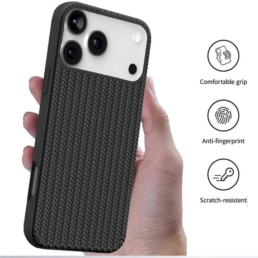 Image of Compatible with iPhone 17 Pro | Premium Textured Microfiber Candy Protective Case | Shock-Absorbing Back Cover with Enhanced Camera Guard (Black)