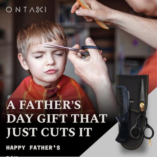 Ontaki Hair Shears & Thinning Scissors Kit - 7-Inch, Silver Japanese Steel - Precision Hair Cutting Scissors for Professionals & Home Stylists with Styling Comb & Pouch - Image 4