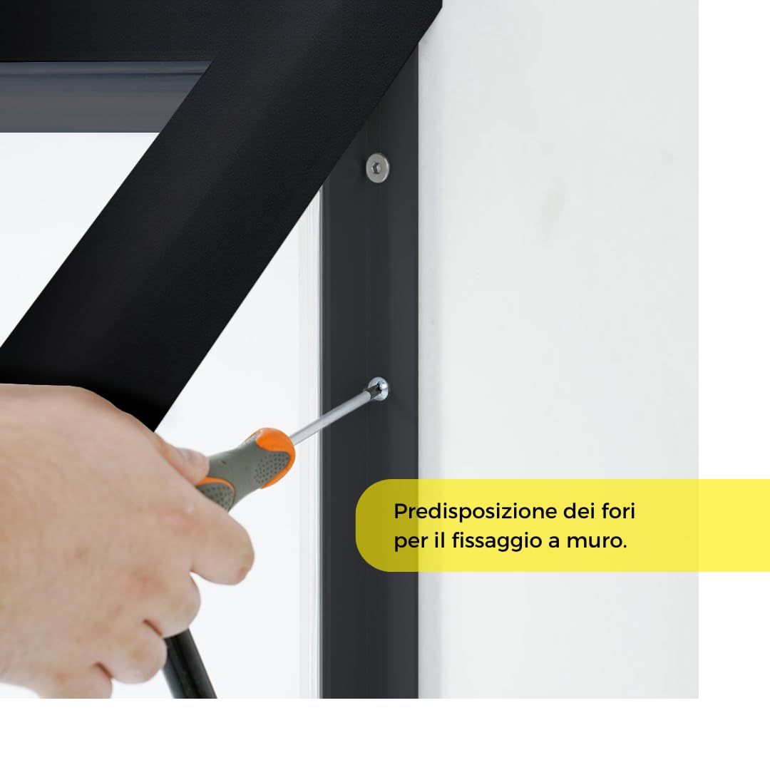 Danieli | Bacheca Certificata per Esterno 125x100 IP56, Vetro di Sicurezza, Ermetica | In Alluminio Colore Antracite, Magnetica con 2 Chiavi | Per Muri e Ringhiere (15xA4)