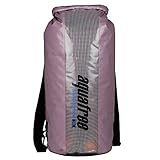 Aquafree アウトドア防水バッグ 36L パープル 密封防水 円筒型 透明グリッド素材