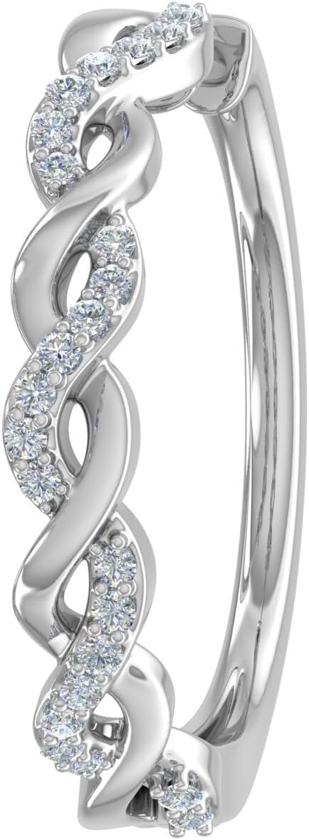 10K Gold Natural Diamond Twisted Hoop earring for Women (I1-I2 Clarity, 1/10 Carat) (Single Piece)