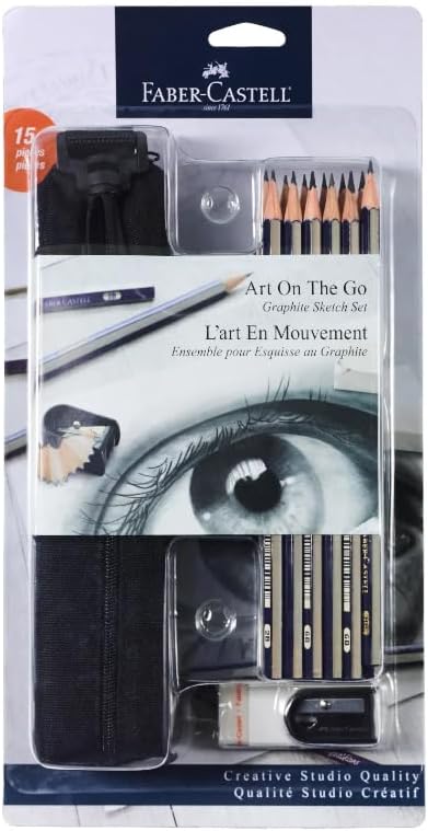 Creative Studio Art On-The-Go Graphite Sketch Set – 15 Sketching Pencils and Accessories