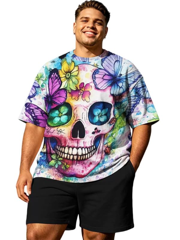 Conjunto corto de hombre con camiseta de esqueleto y shorts para playa