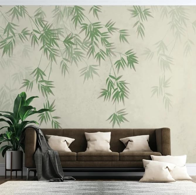 Papier peint bambou vert pour transformer un mur blanc en tableau