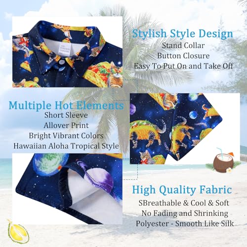 Image of uideazone Boys Novelty Print Short Sleeve Button Down Hawaiian Shirt 5-14Y