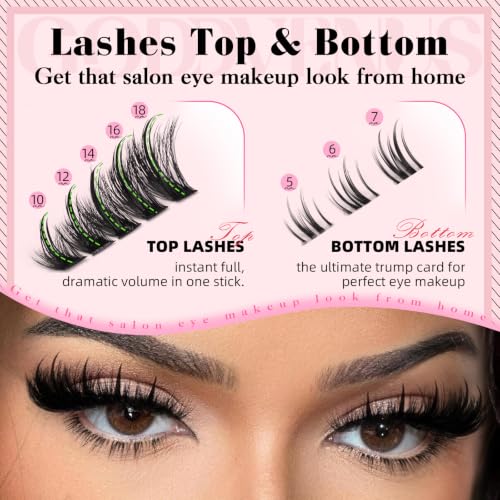 Image of Goddvenus Manga Fluffy Eyelash Clusters with Spikes and Bottom Lash Cluster | 5D volume individual lashes D curl lash cluster reusable Cluster Eyelash Extension natural wispy eyelashes cluster