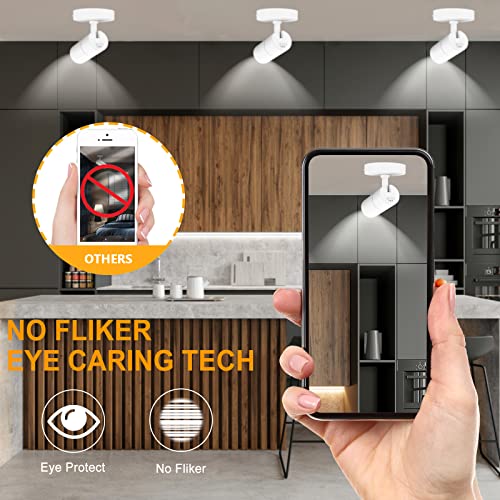 Image of VANoopee 3-Color Dimmable LED Ceiling Spotlight Flush Mount Adjustable Spotlight Directional Spot Lights Indoor Bright Accent Fixture for Living Room Bedroom - CRI90 36 Flicker Free 10W 1000lm White