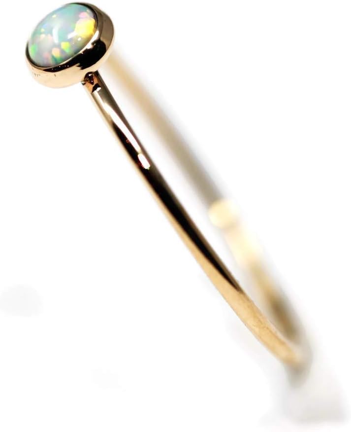 Salish Sea Inspirations 4mm Tiny Simulated Opal 14K Gold Filled Skinny Ring Sizes 5-8