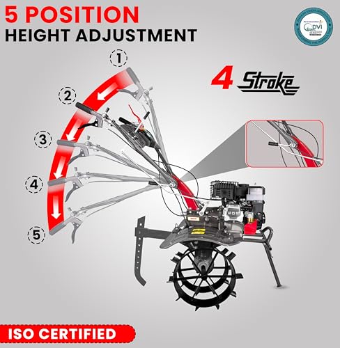 Image of DVI 7HP 4 Stroke Power Weeder with AIR Cooled Petrol Engine Suitable for Farm & Agriculture | Used for Weeding in All Types of Crops with High Carbon Metal Blades. (with Iron Wheel Type (1))