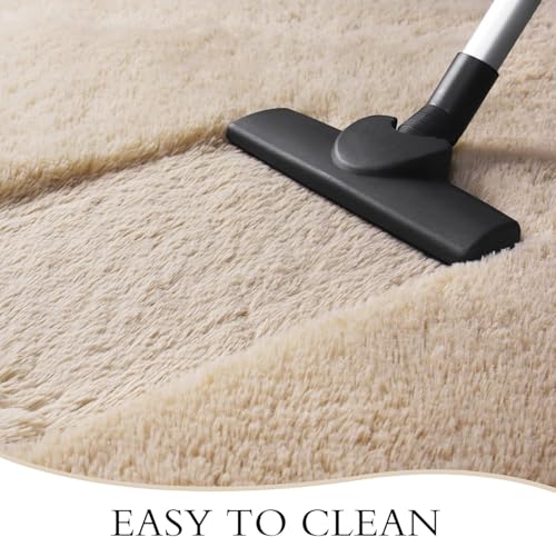 Image of 1.5x3 feet Soft Runner Rug for Living Room and Bedroom, Modern Indoor Floor Carpet with Non-Slip Backing, Comfortable Decorative Home Decor Rug, Easy Clean & Durable- (Beige, Rectangular)
