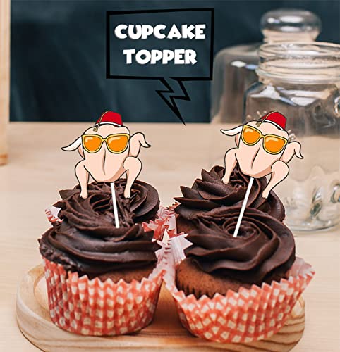 Glitter Dessert Cupcake Topper Thanksgiving Gratitude Turkey Theme Decor For Boy Girl Men Women Happy Birthday Party Decoration Supplies #TOP4