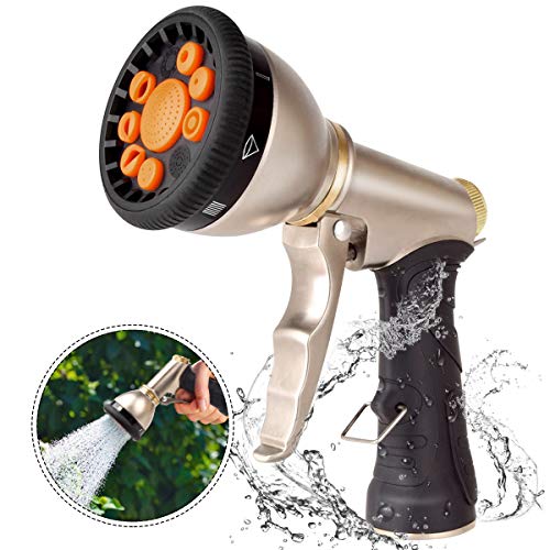 Garden Hose Nozzles 9 Adjustable Patterns Hose Spray Nozzle Heavy Duty Metal Hose