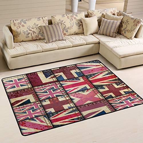 Mnsruu Tapis Vintage Union Jack pour Salon Chambre à Coucher, Tissu, Multicolore, 91cm x 61cm(3 x 2 Feet)