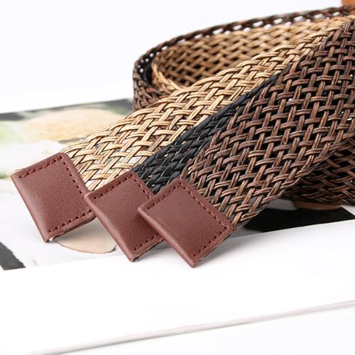 Straw Woven Belts for Women Braided Belt Women Ladies Boho Belt Summer Beach Dress Belt with Round Wooden Buckle4