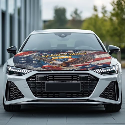 Image of Eagle Car Front Hood Cover 250 Anniversary USA Flag Car Hood Cover Banner for Women Men Automotive Hood Covers All-Season Protection Cars Sedans Accessories, 4th of July