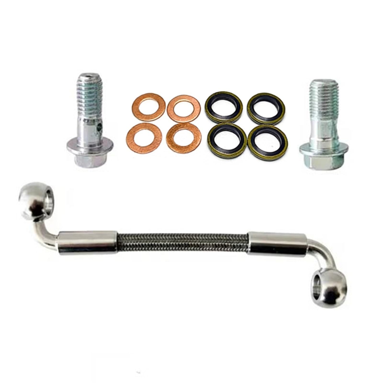 Motorcycle Brake Hose Motorcycle Accessories 10cm-500cm Hydraulic Clutch Brake Line Oil Hose 90°-90° M8/M10 Silver(400cm)