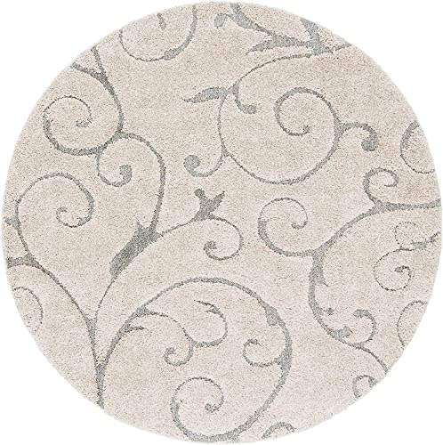 Image of Handwoven Microfibre 3D Rug for Living Room (Ivory & Grey, 10 X 10 Feet (Round), Microfibre)