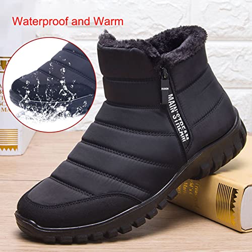Men's Winter Warm Leather Snow Boots,Non-Slip Waterproof Soft Plush Warm Hiking Outdoor Camping Trekking Backpacking Shoes2