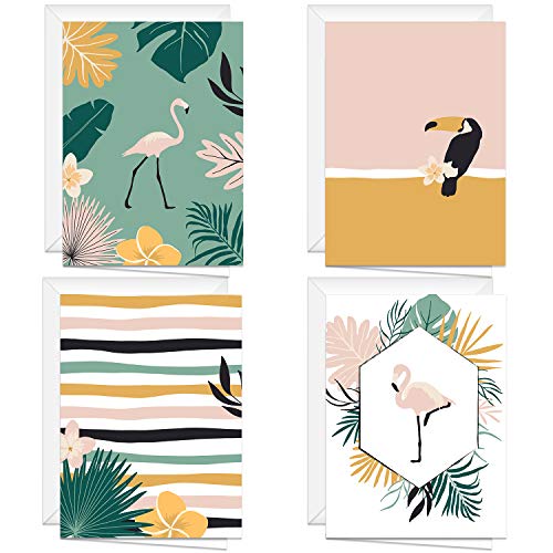 Chic Jungle Note Card Set / 24 Tropical All Occasion Cards With White Envelopes / 4 7/8 x 3 1/2" Flamingo And Toucan Greeting Cards Chic Jungle Note Card Set / 24 Tropical All Occasion Cards With White Envelopes / 4 7/8 x 3 1/2" Flamingo And Toucan Greeting Cards