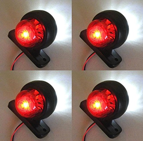 VNVIS Lot De 4 Feux De Position Latéraux LED 12/24V Rouge/Blanc Pour Camion Remorque Camping-Car