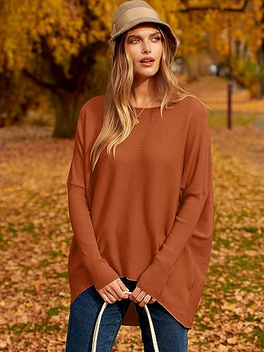 Caracilia Women Boat Neck Batwing Long Sleeve 2024 Fall Oversized Ribbed Knit Pullover Sweaters Baggy Jumper Tunic Tops3