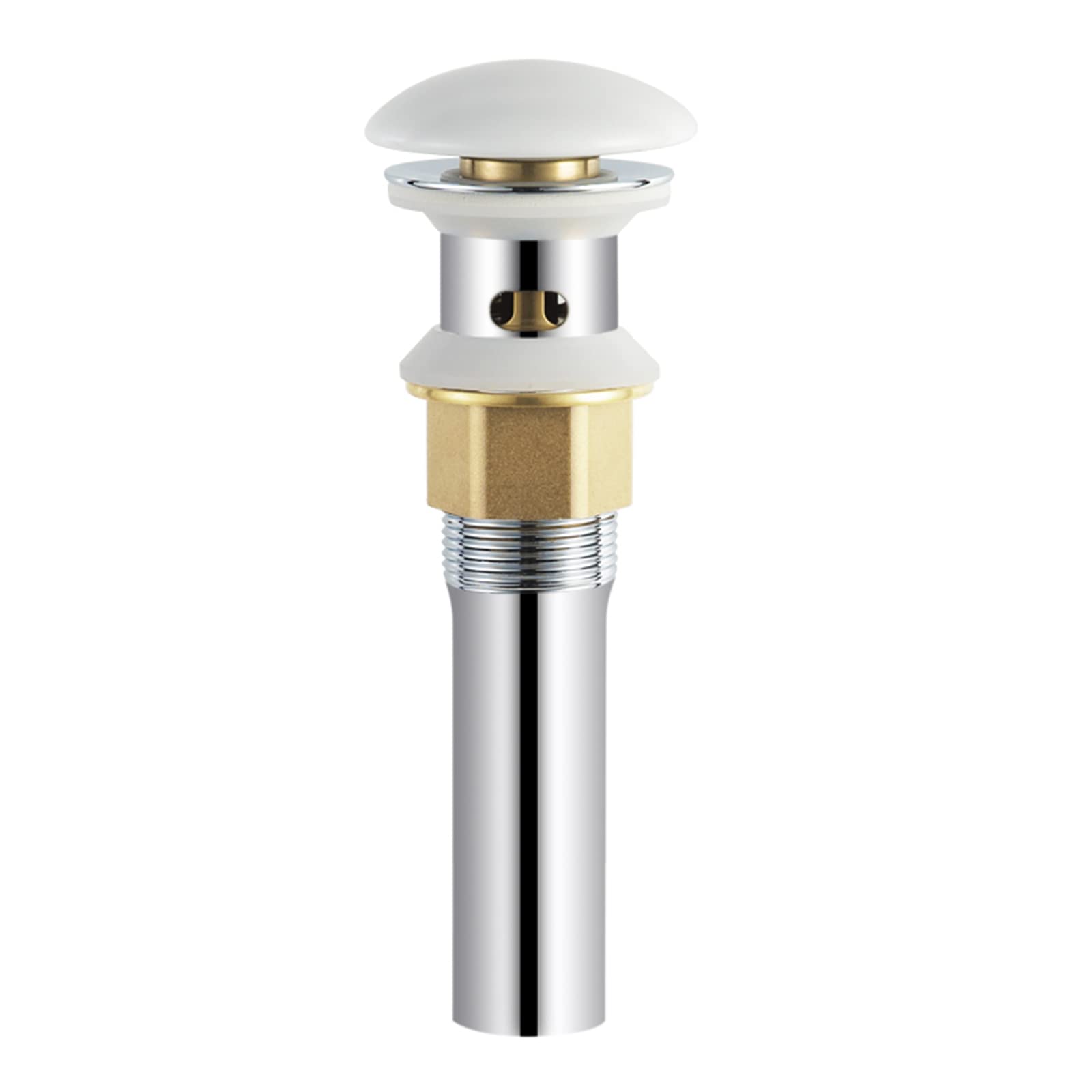 Piletta Bidet Click Clack con Troppo Pieno Piletta Lavabo Bagno Pop Up Piletta Lavandino Ottone Coperchio In Ceramica Cromato Universale G1 1/4“ Per Lavabo Rubinetto Del Bagno,UN