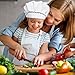 Elcoho 8 Pieces Kids Apron and Chef Hat Set Cotton Adjustable Children's Kitchen Chef Hat with Apron for Cooking and Painting (Black, White, Red, Blue)