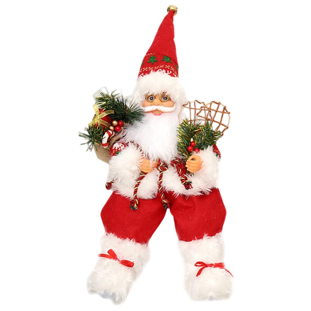 Figurines de père noël assis en tissu rouge grand format exposition noël extérieur