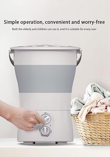 Miniatura 4 de Lavadora portátil, capacidad de lavado de 6.6 lbs y lavado de cubo plegable, dormitorio en casa, lavadora perezosa de camping