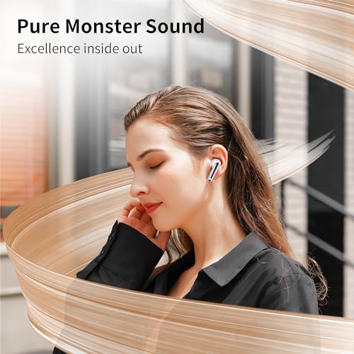 Image of Monster N-Lite 203 AirLinks Wireless Earbuds, Bluetooth 5.3 Headphones HiFi Stereo, Wireless Earphones with HD Clear Call, 30H Playback, Touch Control, Type-C Charging, IPX6 Waterproof in-Ear Earbuds