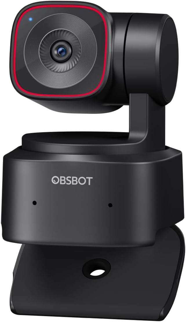 OBSBOT Tiny 2 Lite - 4K Webcam for PC, PTZ Streaming Webcam with 1/2 Inch Sensor, AI Tracking, Gesture Control, 60 FPS, HDR, Noise Reducing Microphones, Works with Conferences, Zoom Meetings