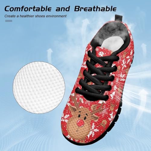 Kids Christmas Sneaker Cozy Breathable Lace-Up Tennis Shoes for Litter Kids Anti-Skip Footwear Lightweight Running Shoes for Big Kid US 11-54